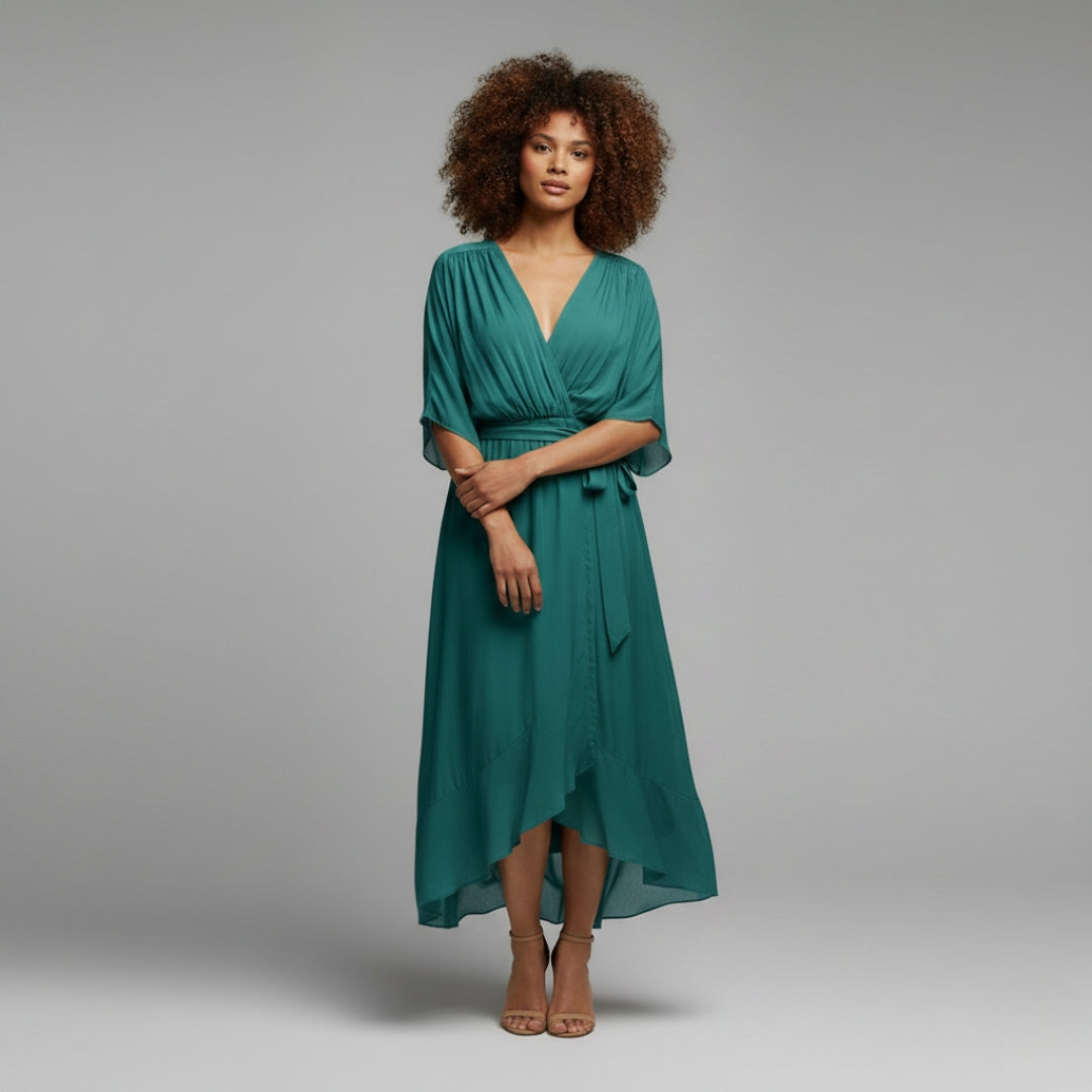 SOPHIE Soft Silk V-Neck Dress