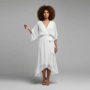 SOPHIE Soft Silk V-Neck Dress