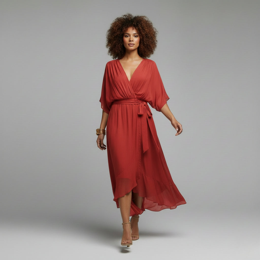 SOPHIE Soft Silk V-Neck Dress