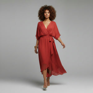 SOPHIE Soft Silk V-Neck Dress