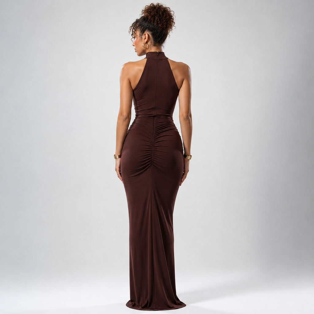 SORAYA Pleated Strapless Maxi Dress