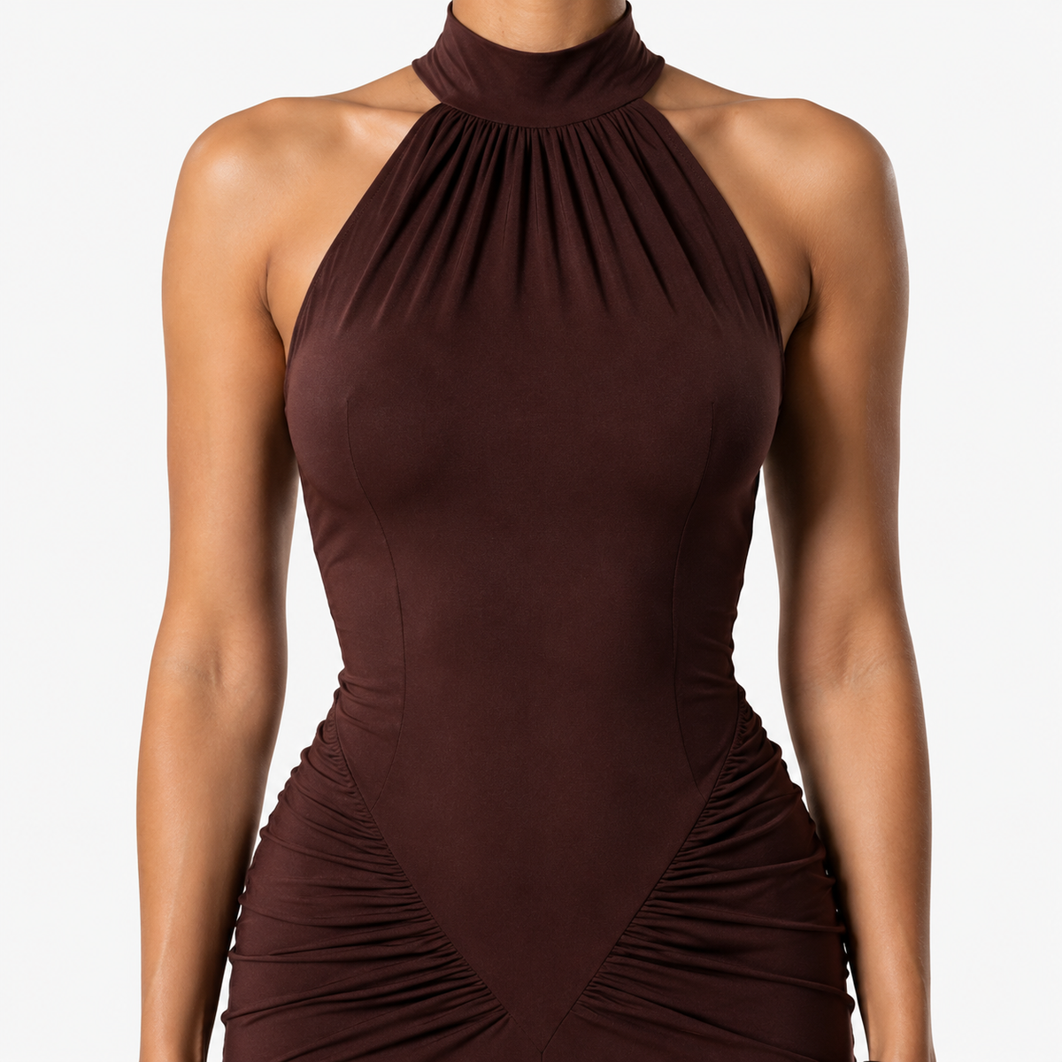 SORAYA Pleated Strapless Maxi Dress