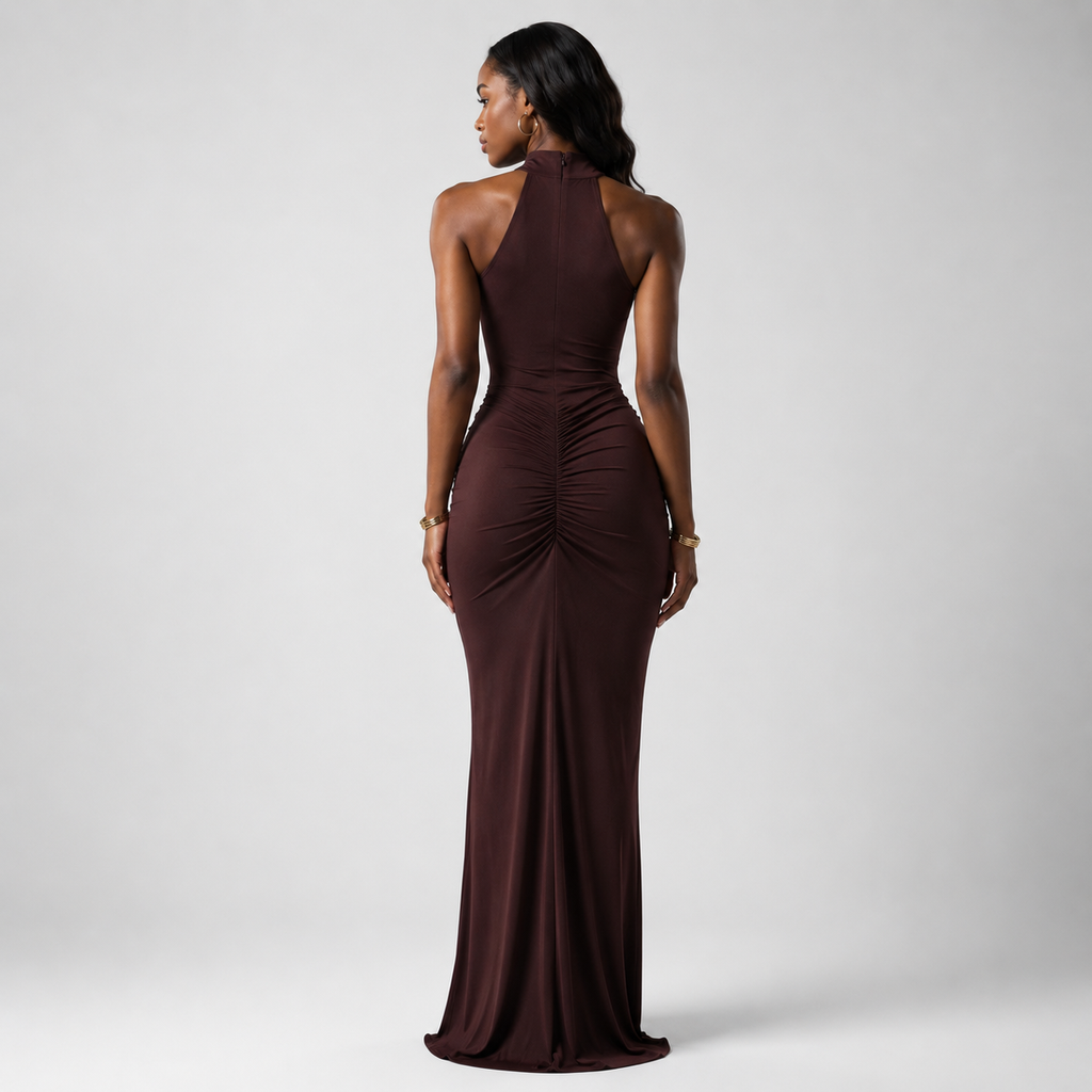 SORAYA Ruched High Waist Maxi Dress