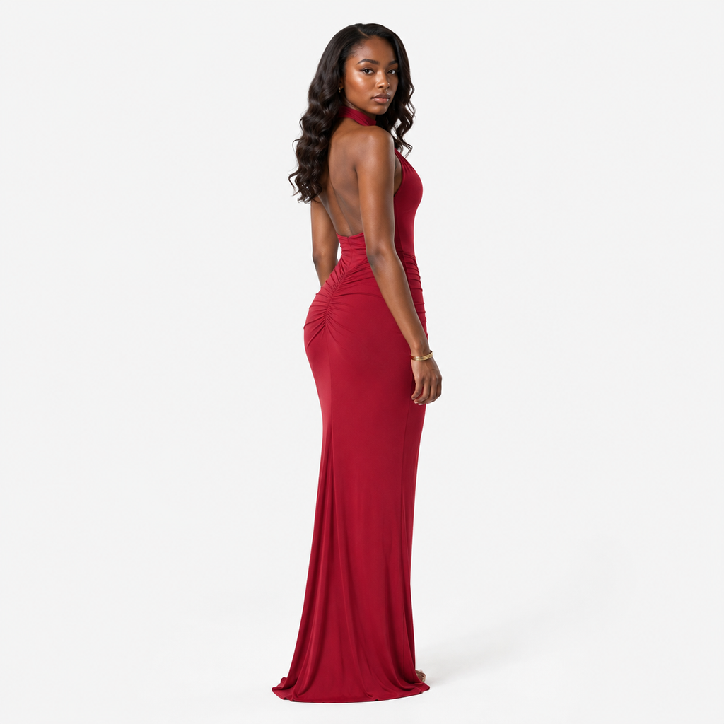 SORAYA Ruched High Waist Maxi Dress