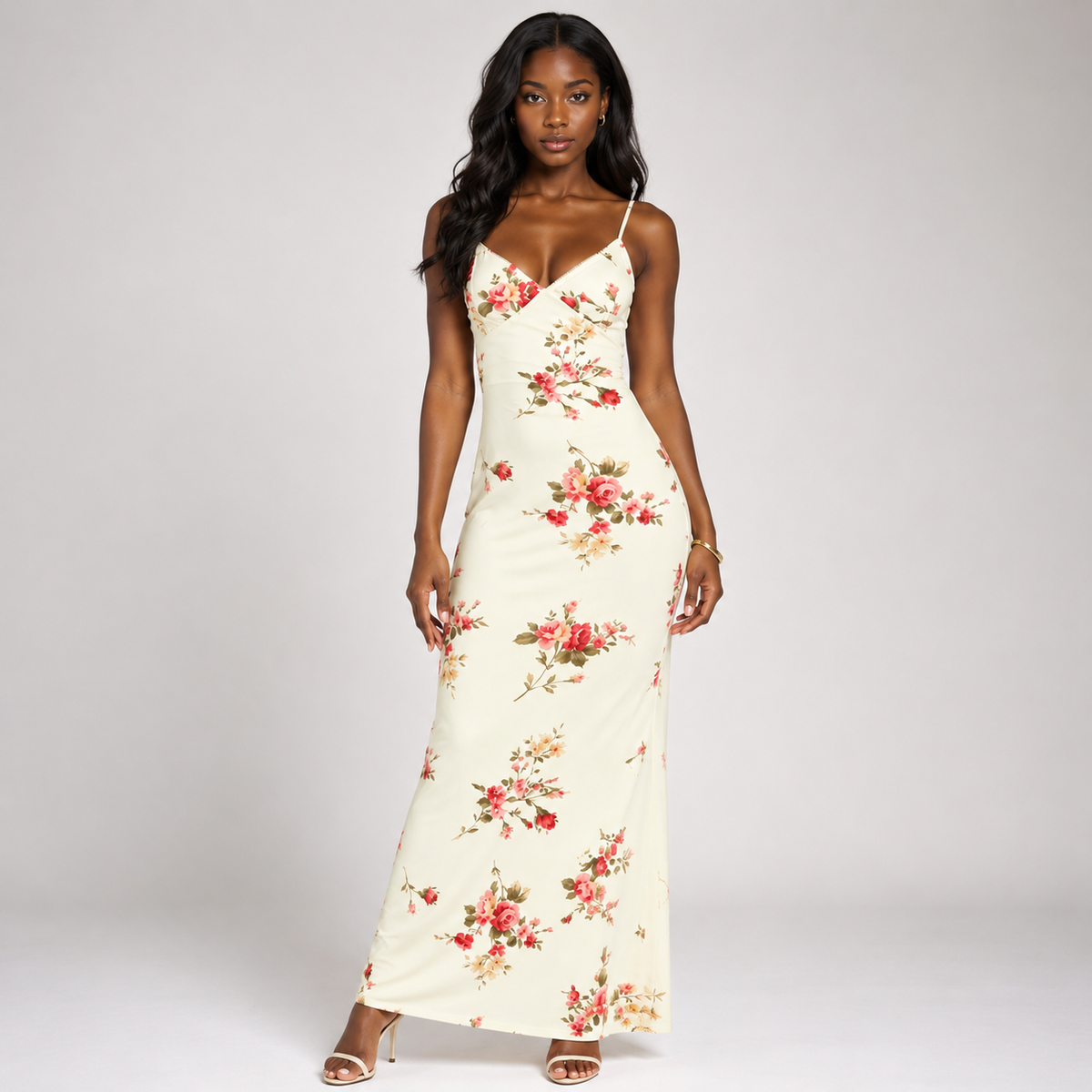 Women's Floral Maxi Dress Backless Bodycon Evening Dress – Nivalho Studio