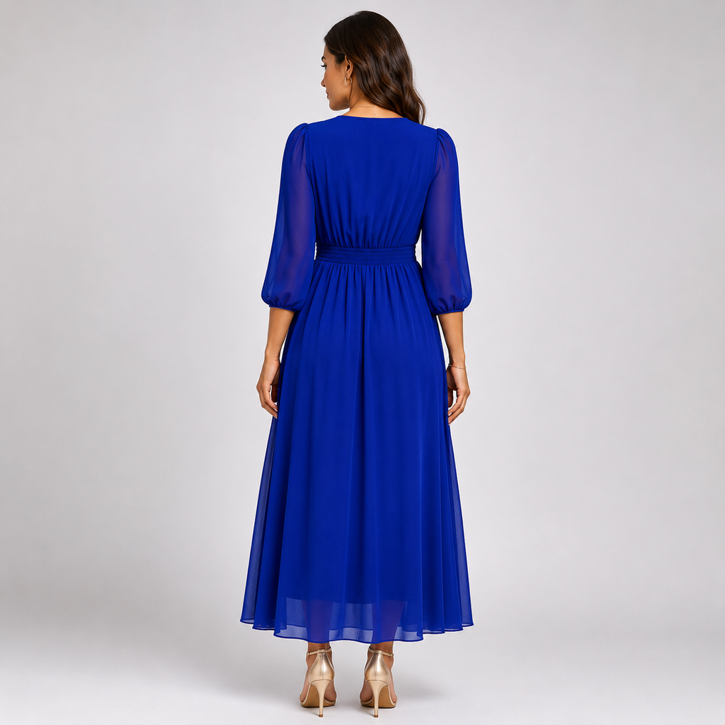 SYLVIE V-Neck Fluid Midi Dress