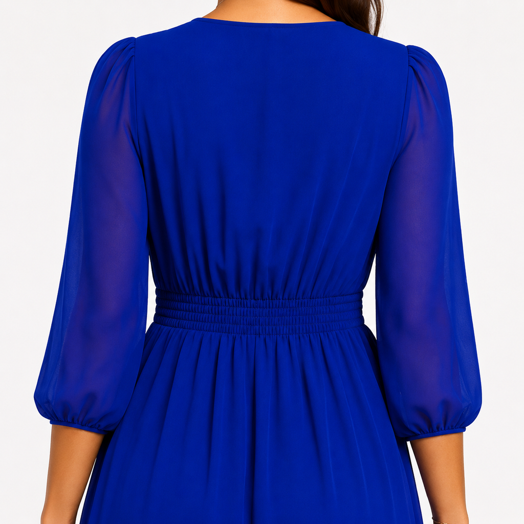 SYLVIE V-Neck Fluid Midi Dress