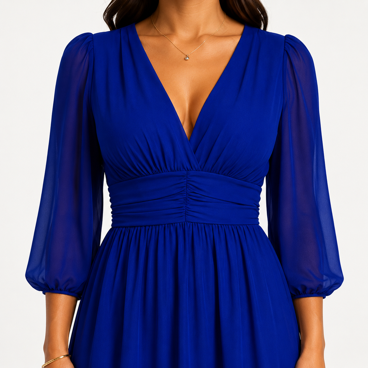 SYLVIE V-Neck Fluid Midi Dress