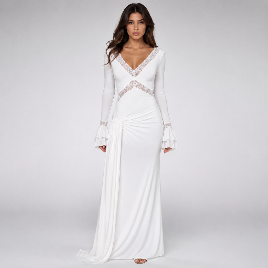 THALIA Lace Long Sleeve Maxi Dress
