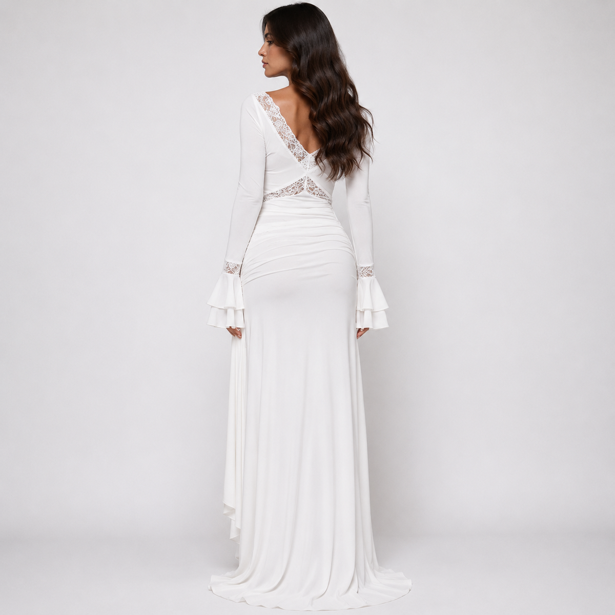 THALIA Lace Long Sleeve Maxi Dress