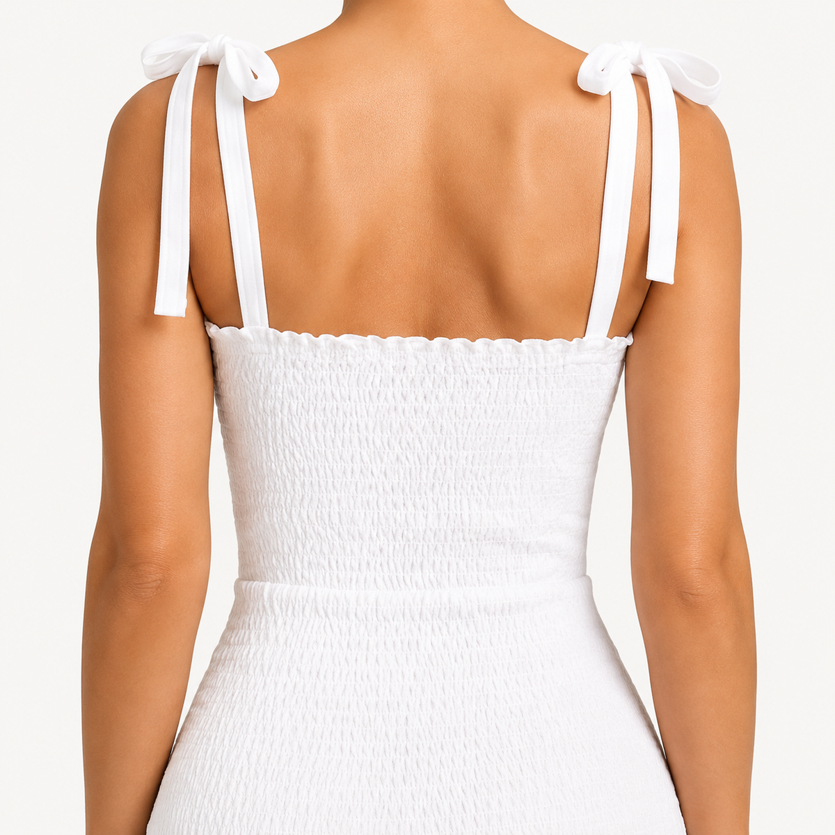 THALIA Split-Neck Lace-Up Mini Dress