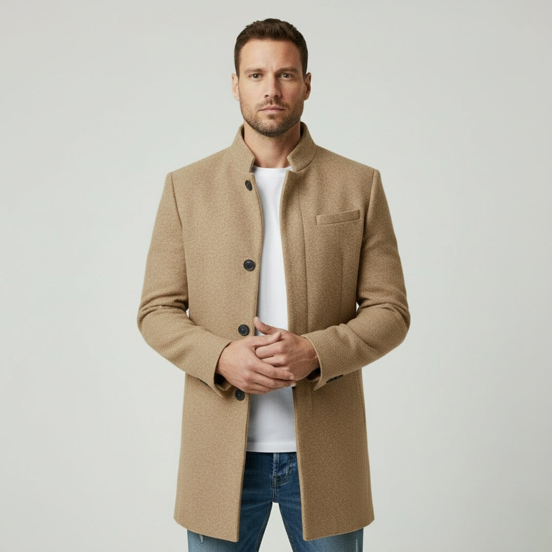 THEO Single-Breasted Wool Blend Coat