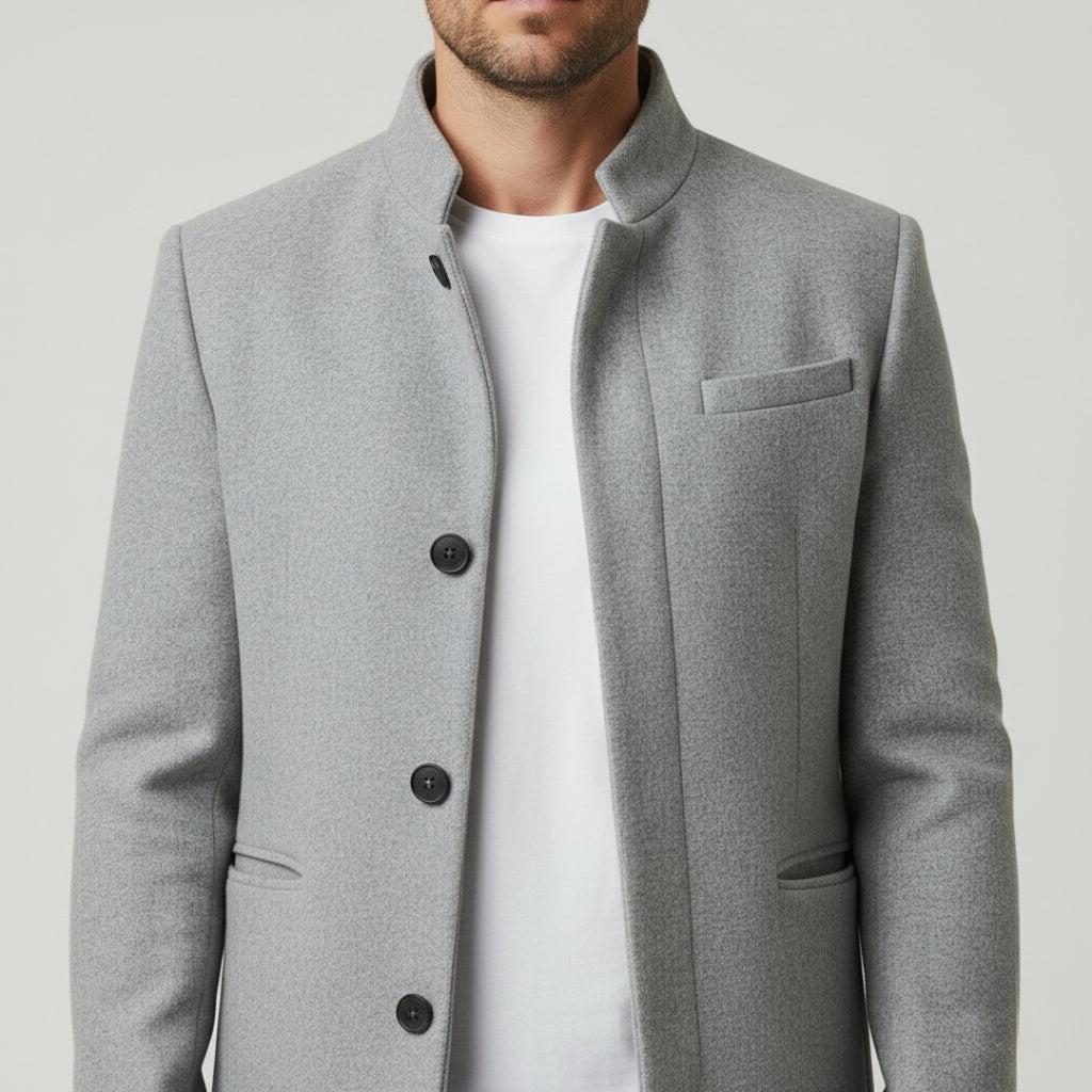 THEO Single-Breasted Wool Blend Coat
