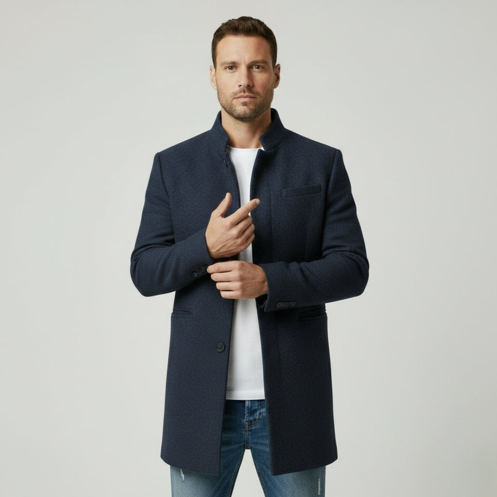 THEO Single-Breasted Wool Blend Coat