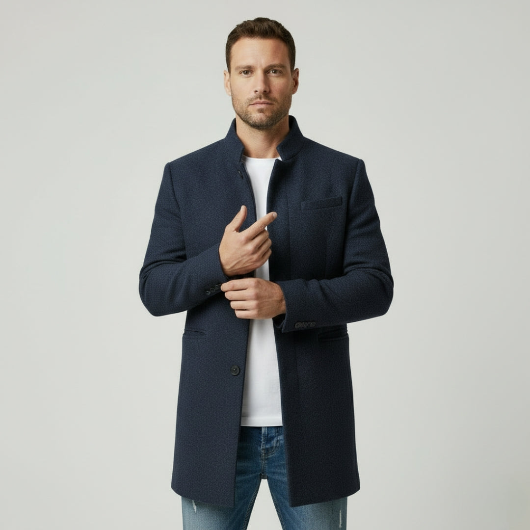 THEO Single-Breasted Wool Blend Coat