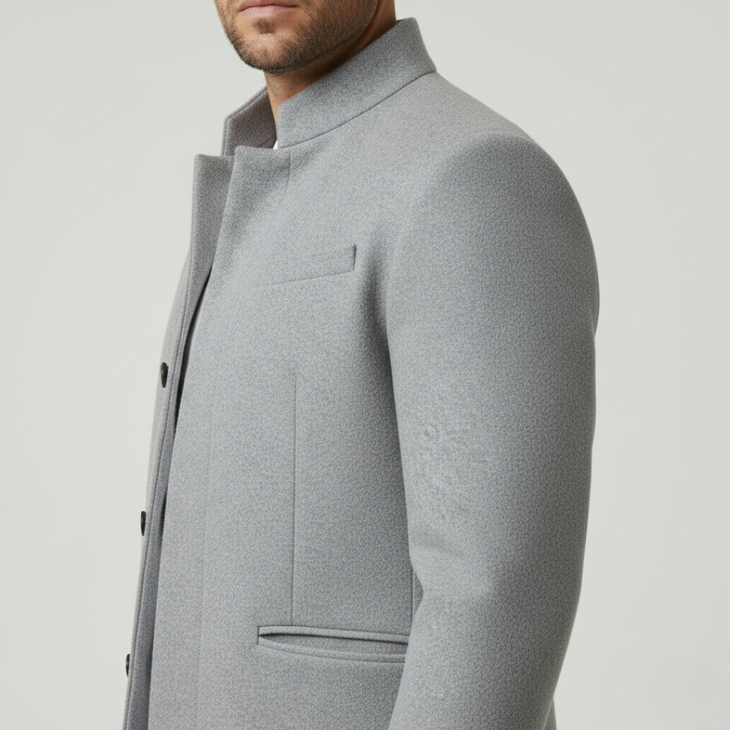THEO Single-Breasted Wool Blend Coat