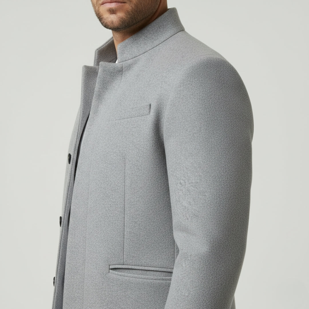 THEO Single-Breasted Wool Blend Coat