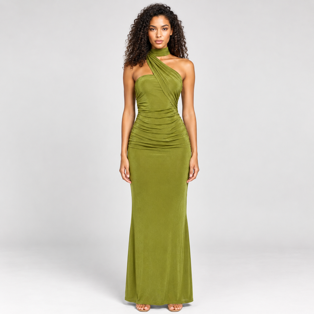 VALENCIA Backless Asymmetric Maxi Dress