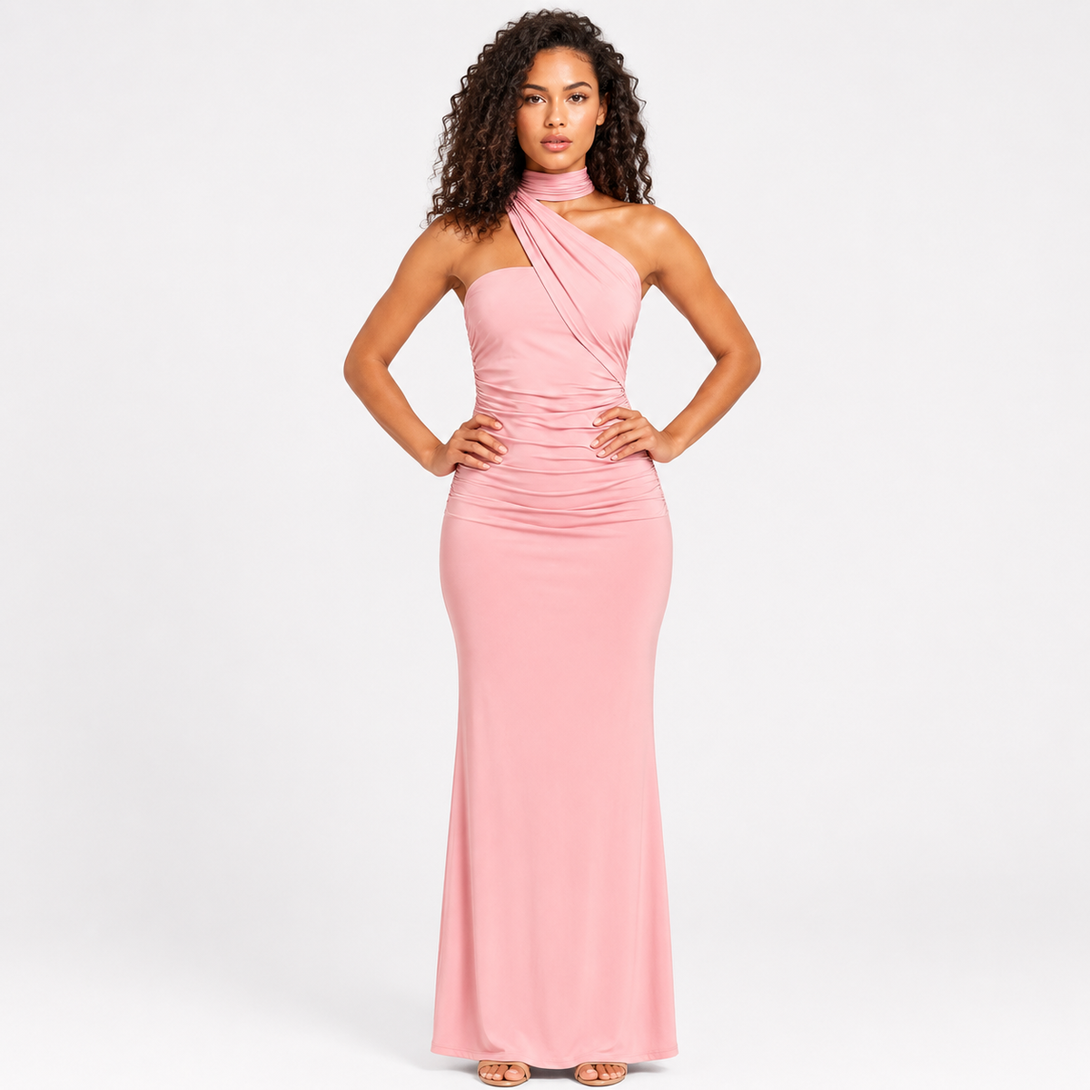 VALENCIA Backless Asymmetric Maxi Dress