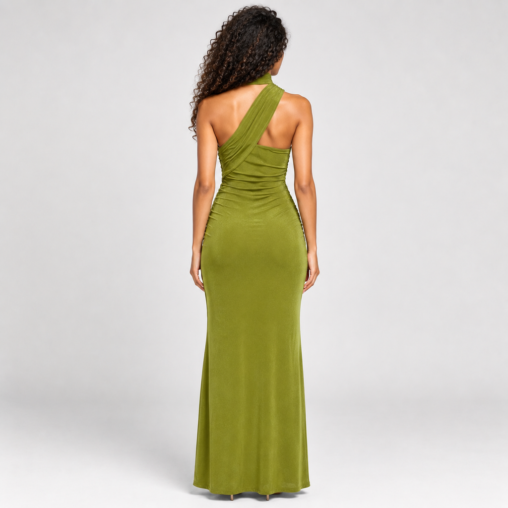 VALENCIA Backless Asymmetric Maxi Dress