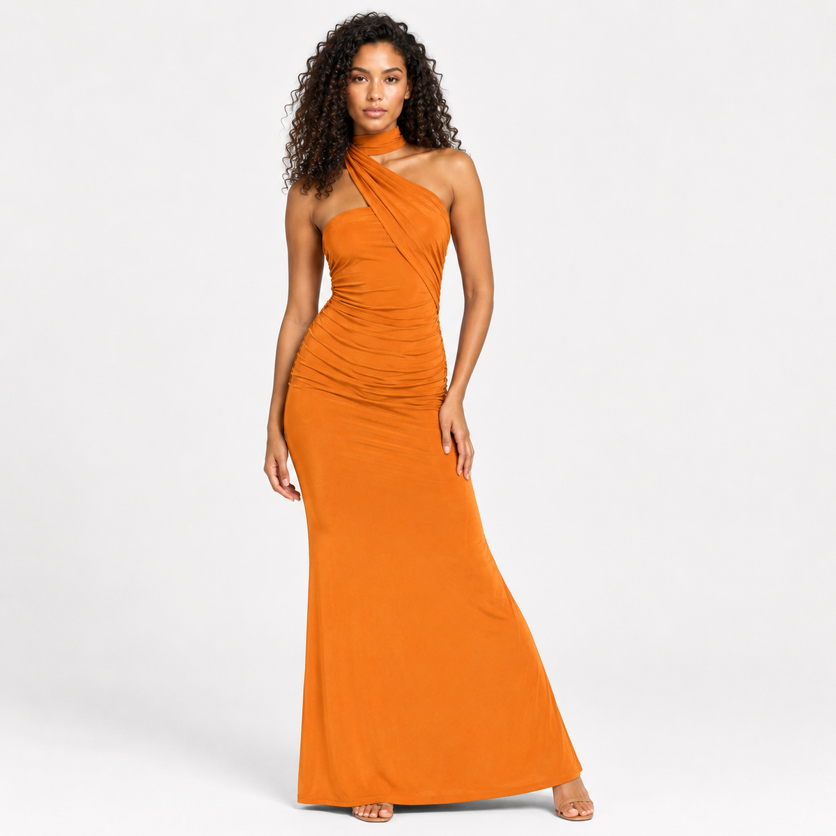 VALENCIA Backless Asymmetric Maxi Dress