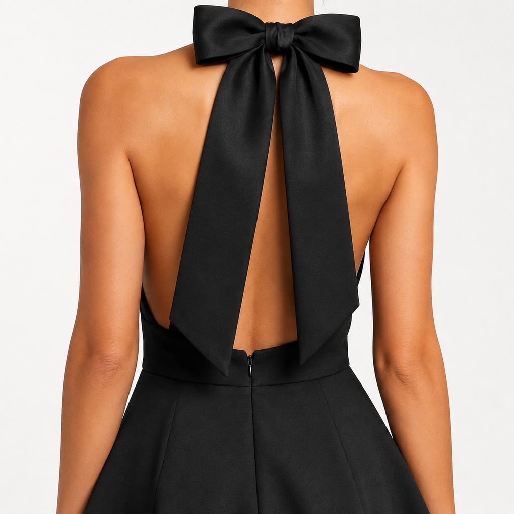 VALENNA Backless Halter Mini Dress