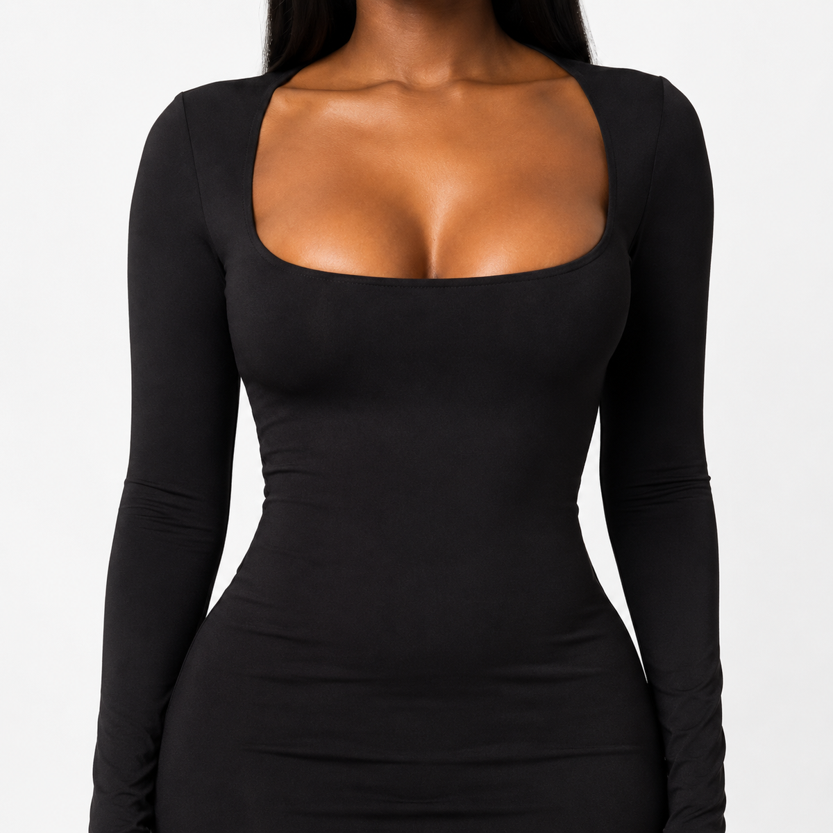 VALENNA Bodycon Square Neck Maxi Dress