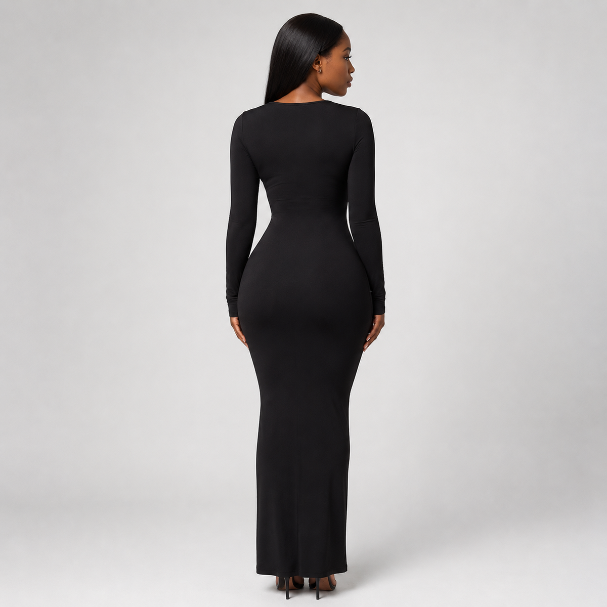 VALENNA Bodycon Square Neck Maxi Dress