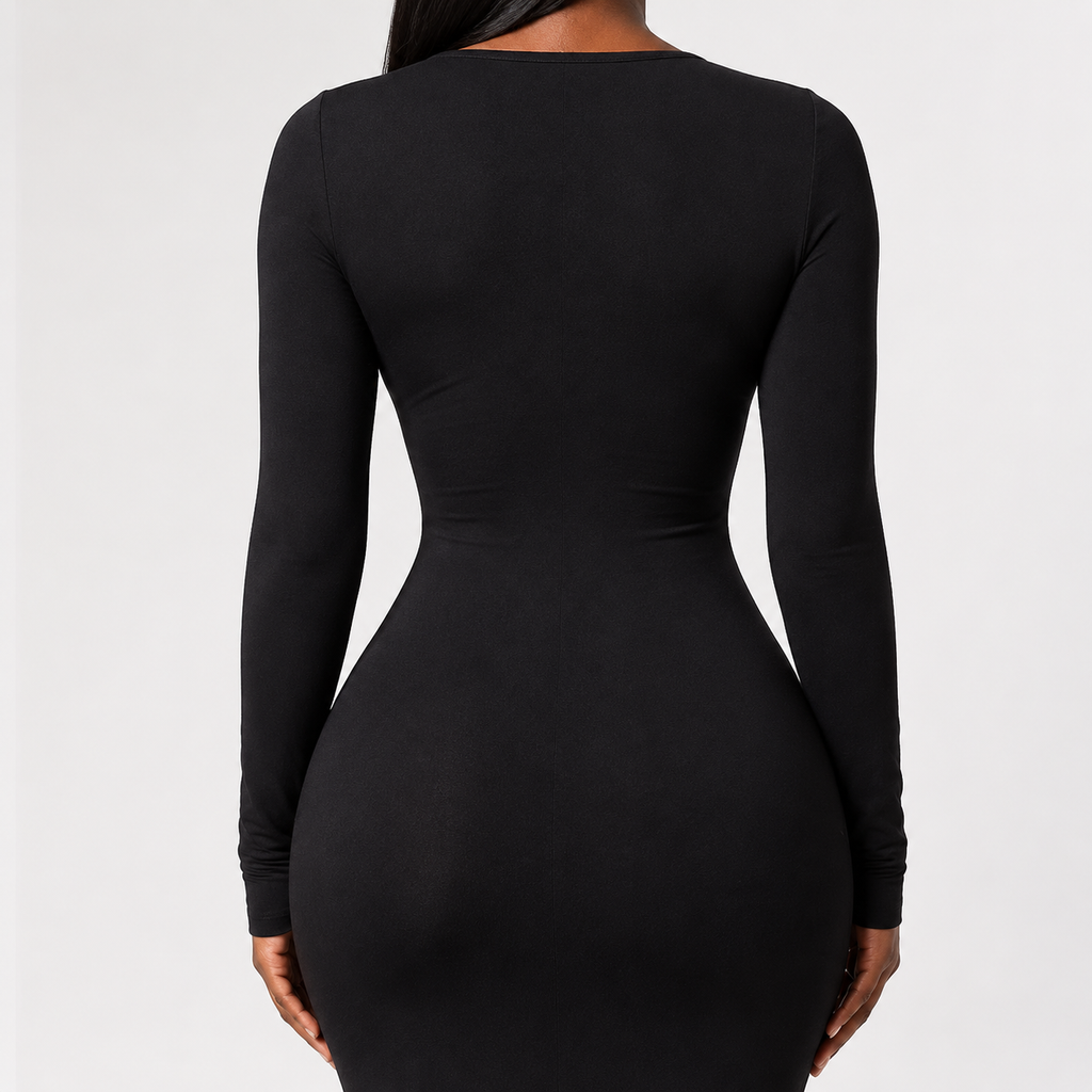 VALENNA Bodycon Square Neck Maxi Dress