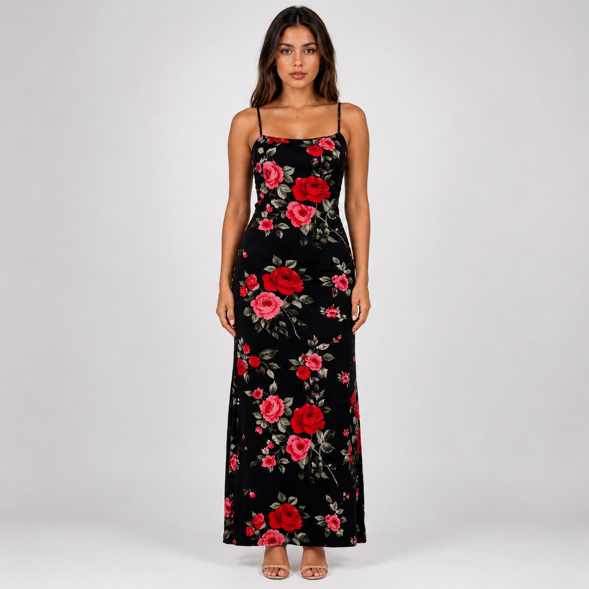 VALENNA Floral Spaghetti Maxi Dress