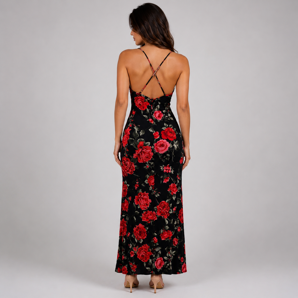 VALENNA Floral Spaghetti Maxi Dress