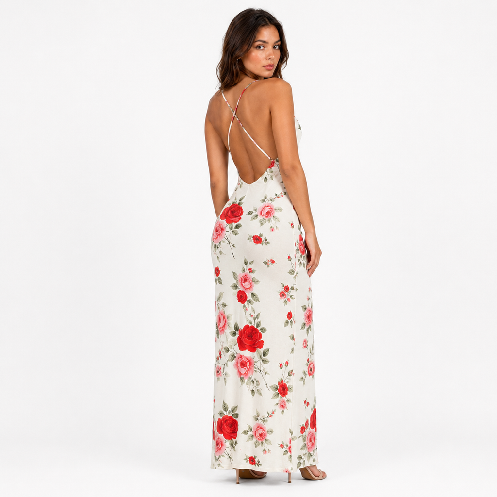 VALENNA Floral Spaghetti Maxi Dress