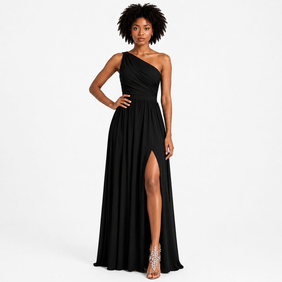 VALENTINA Asymmetrical One-Shoulder Maxi Dress