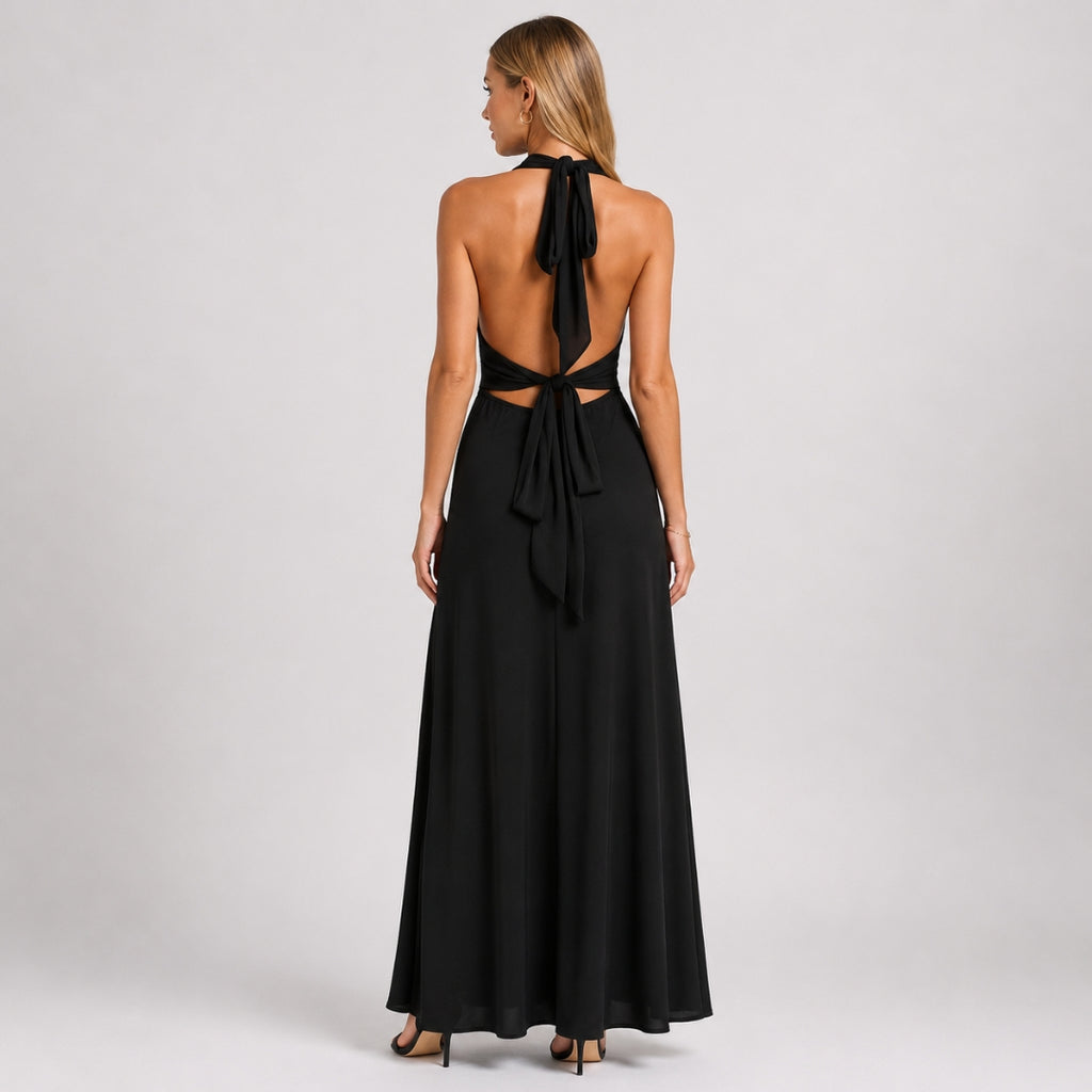 VALENTINA Halter Fluid Maxi Dress
