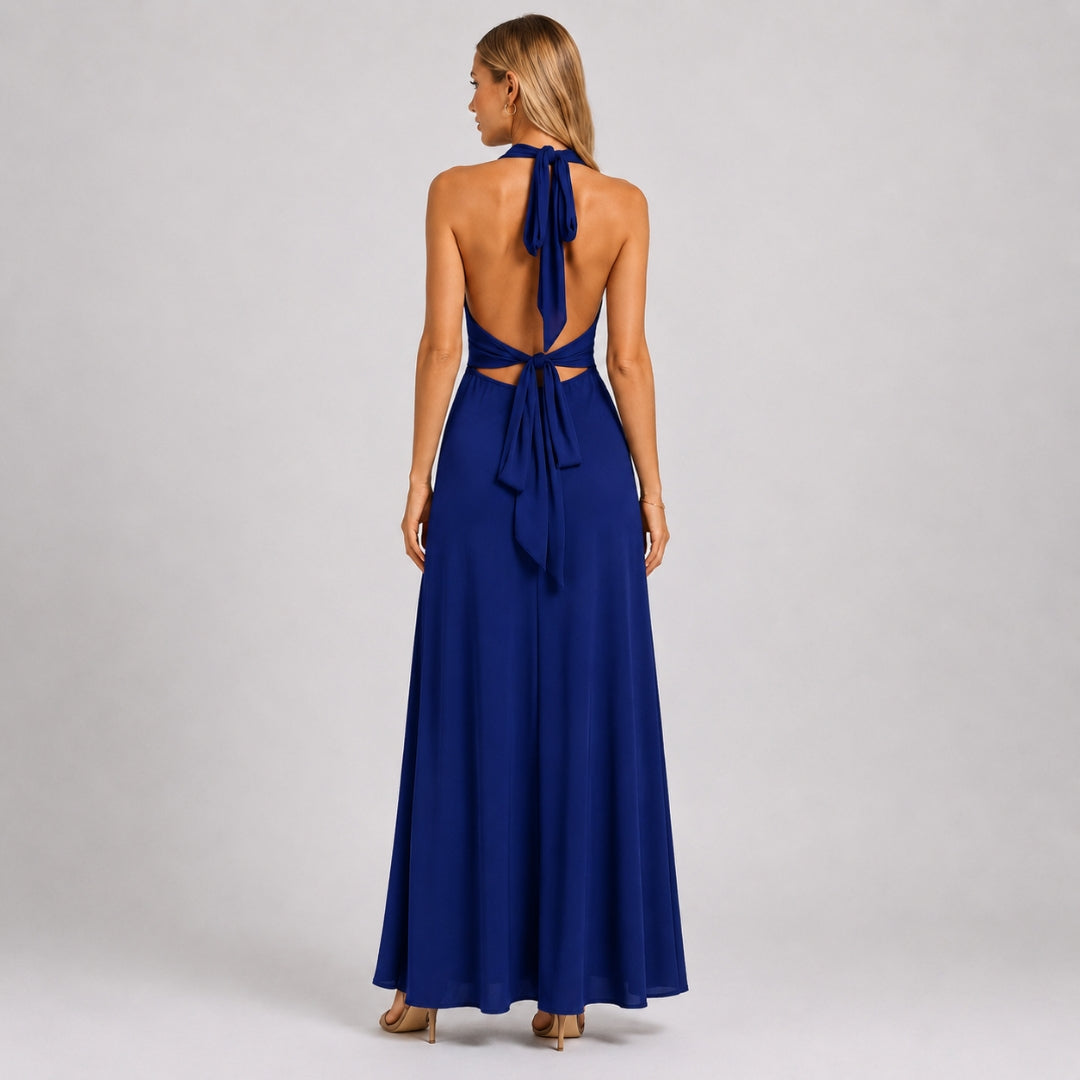 VALENTINA Halter Fluid Maxi Dress