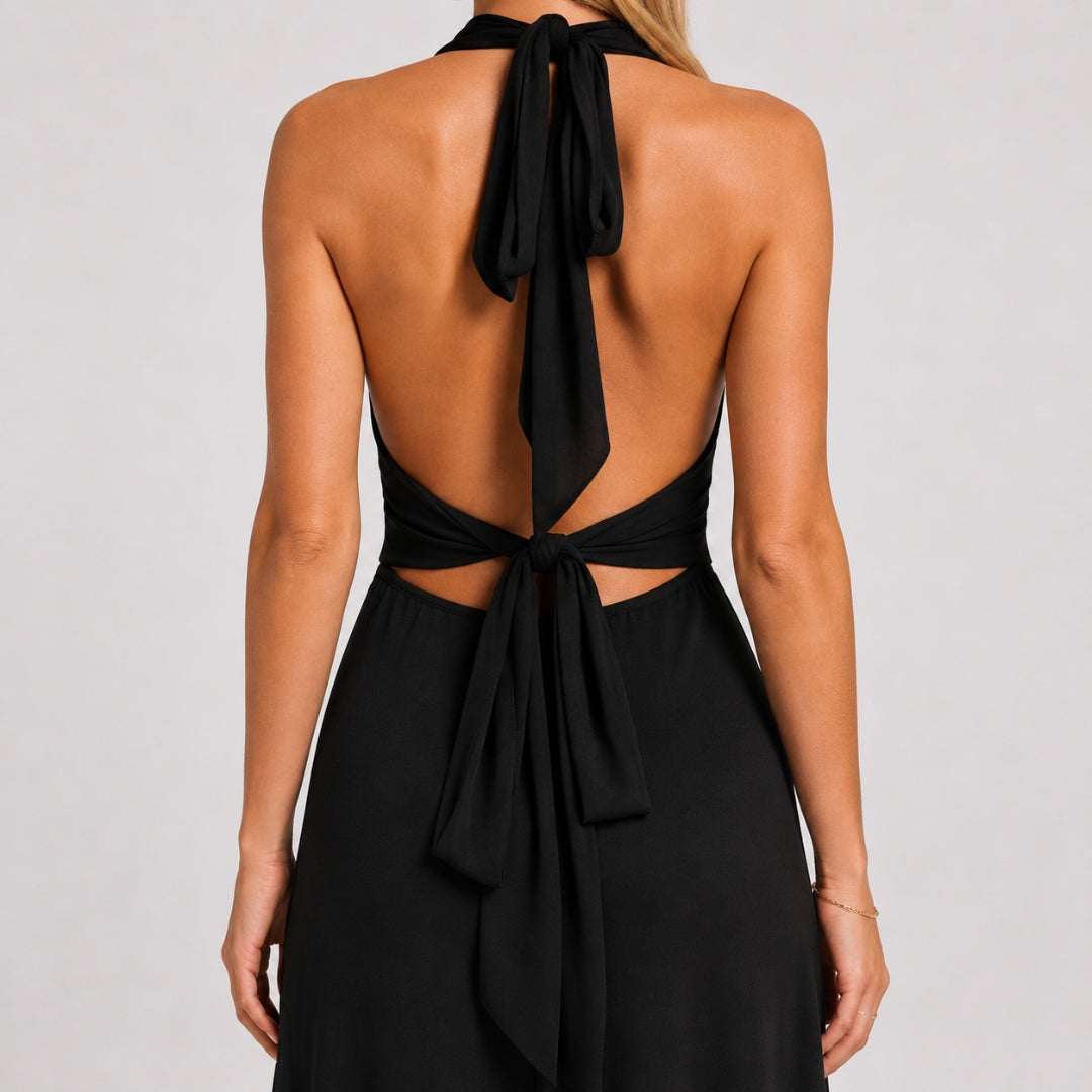 VALENTINA Halter Fluid Maxi Dress