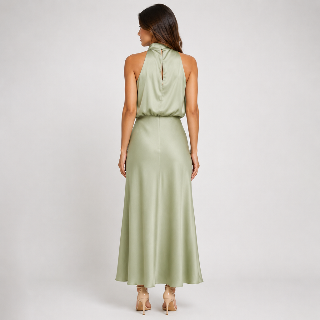 VALENZA One-Shoulder Satin Maxi Dress