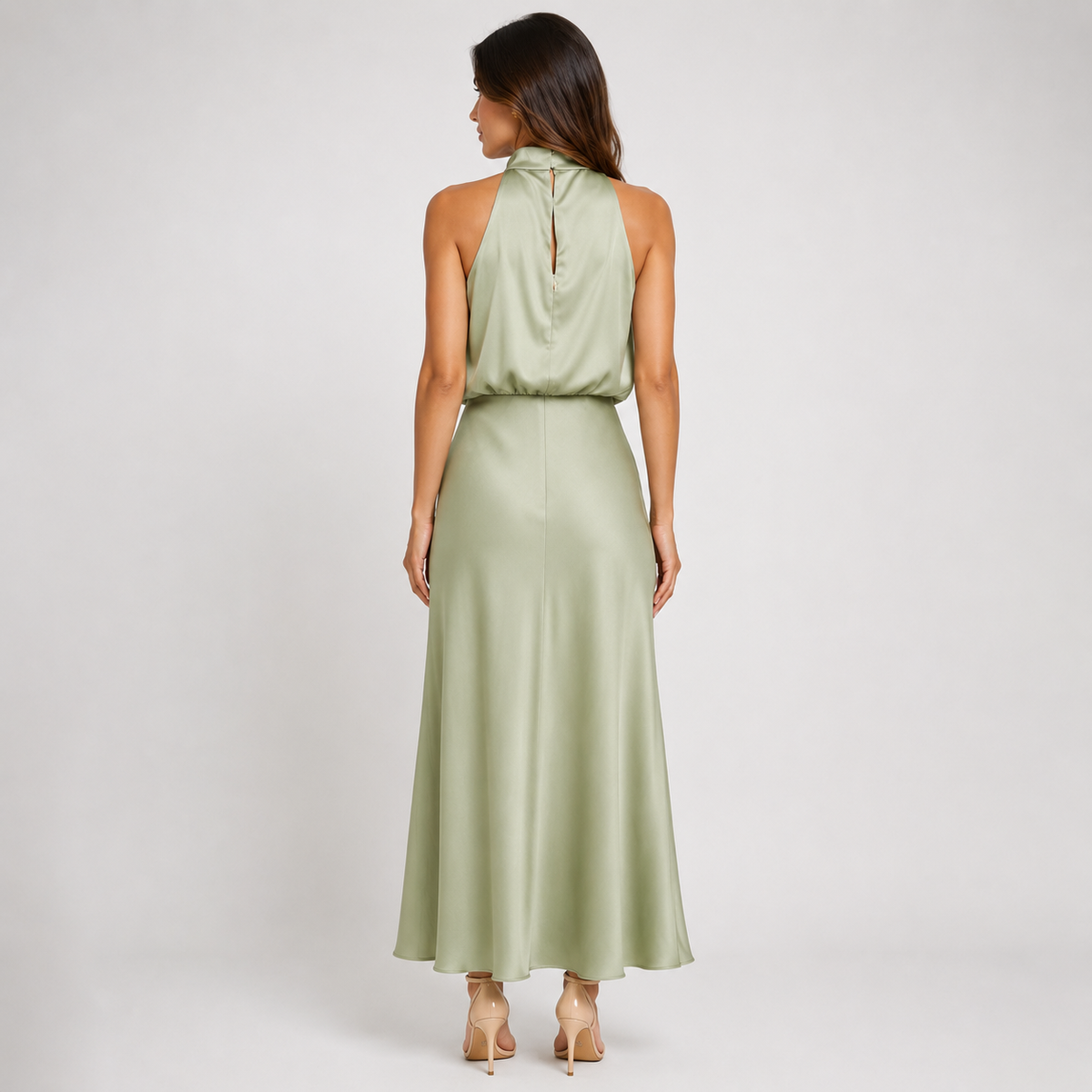VALENZA One-Shoulder Satin Maxi Dress