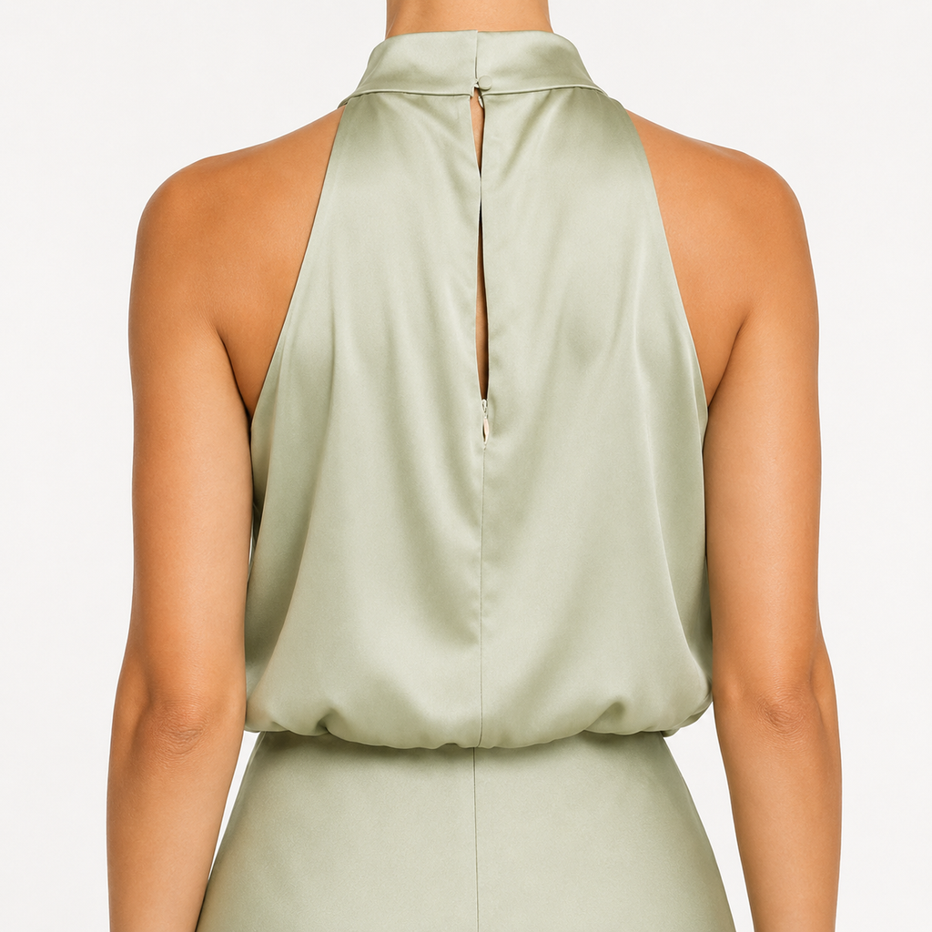 VALENZA One-Shoulder Satin Maxi Dress