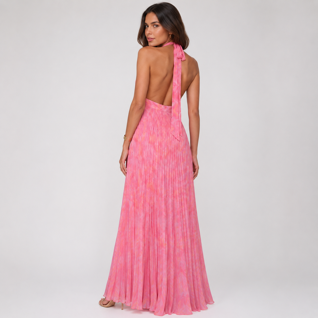 VALERIE Backless Printed Maxi Dress
