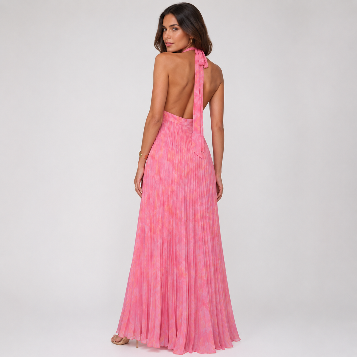 VALERIE Backless Printed Maxi Dress