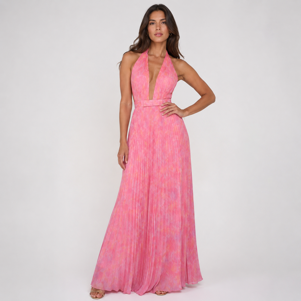VALERIE Backless Printed Maxi Dress