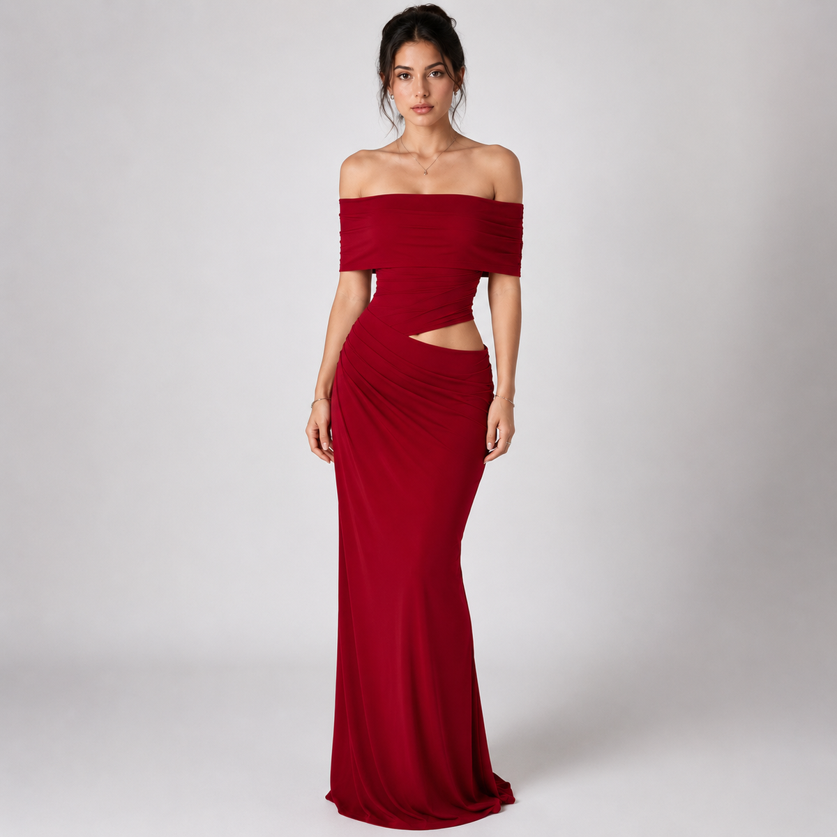 VANSEA Backless Split-Neck Maxi Dress