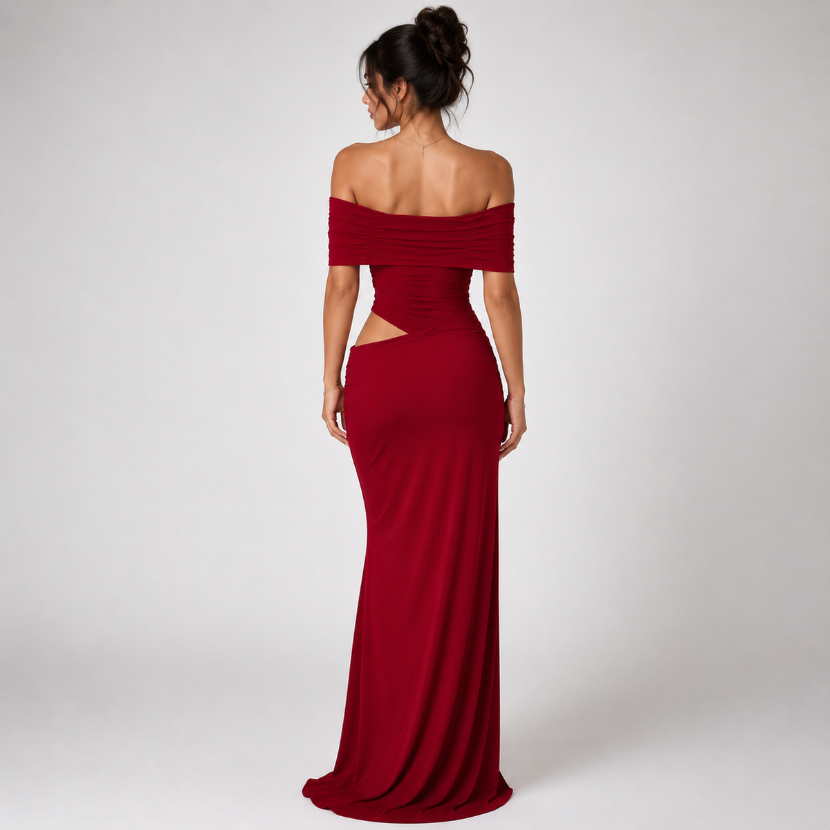 VANSEA Backless Split-Neck Maxi Dress
