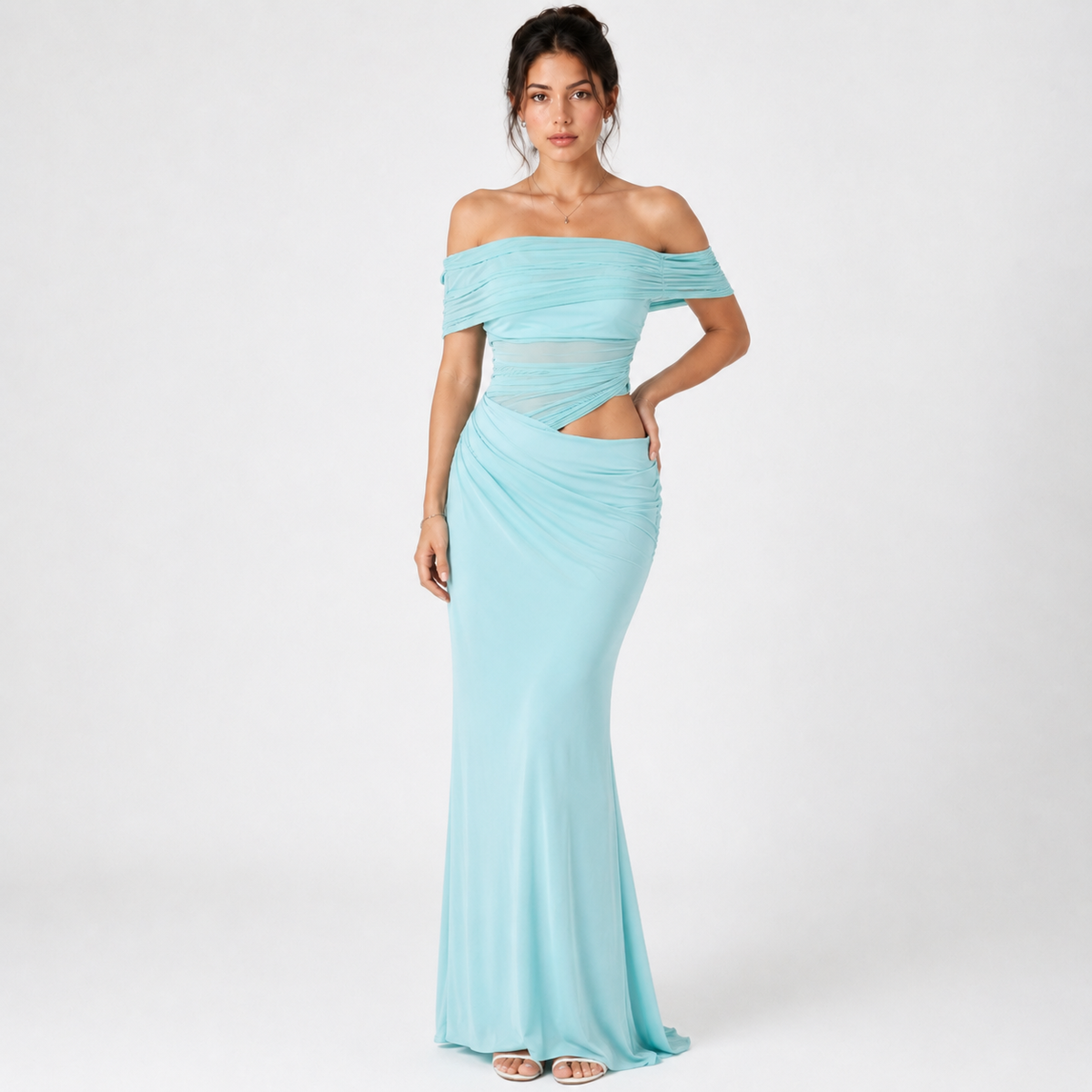 Women's Flattering Split Neck Backless Maxi Dress Stretch-Comfort Fit – Nivalho Studio