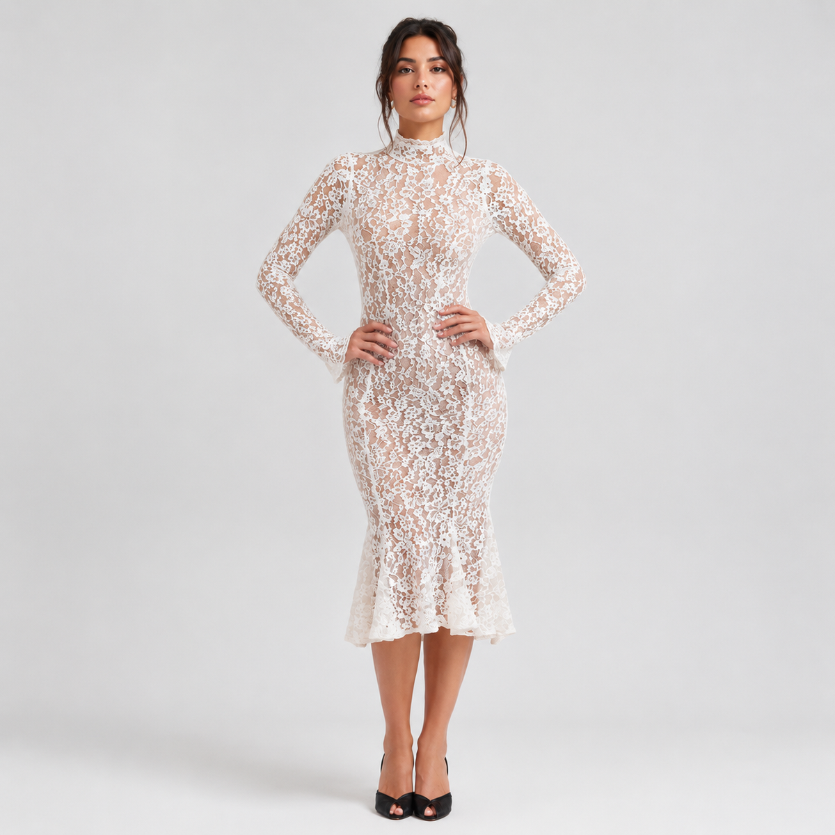 VERENA Long Sleeve Midi Dress