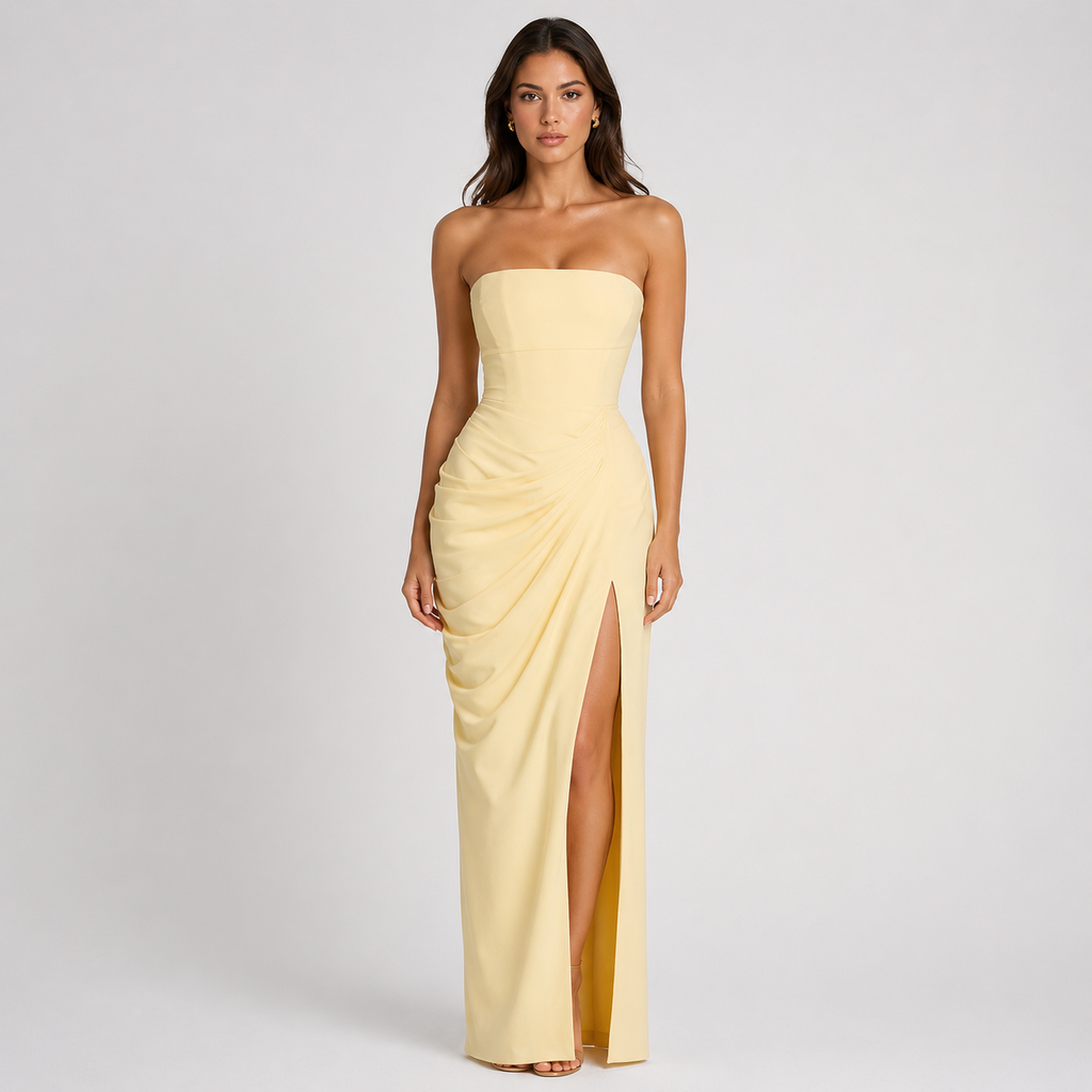 VESPERA Backless Strapless Maxi Dress