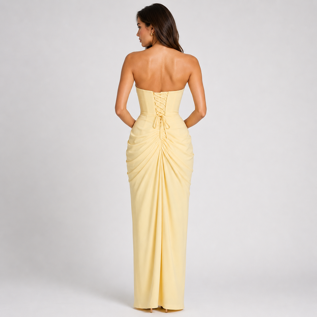 VESPERA Backless Strapless Maxi Dress