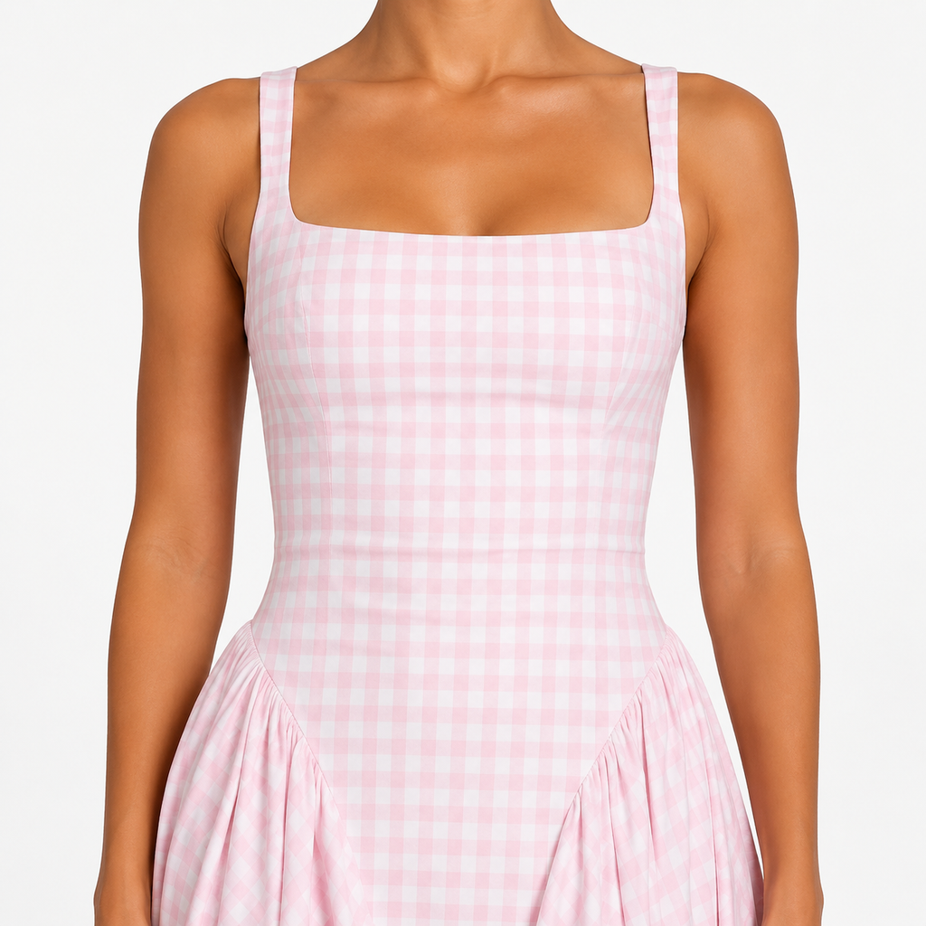 VESPERA Lace-Up A-Line Midi Dress