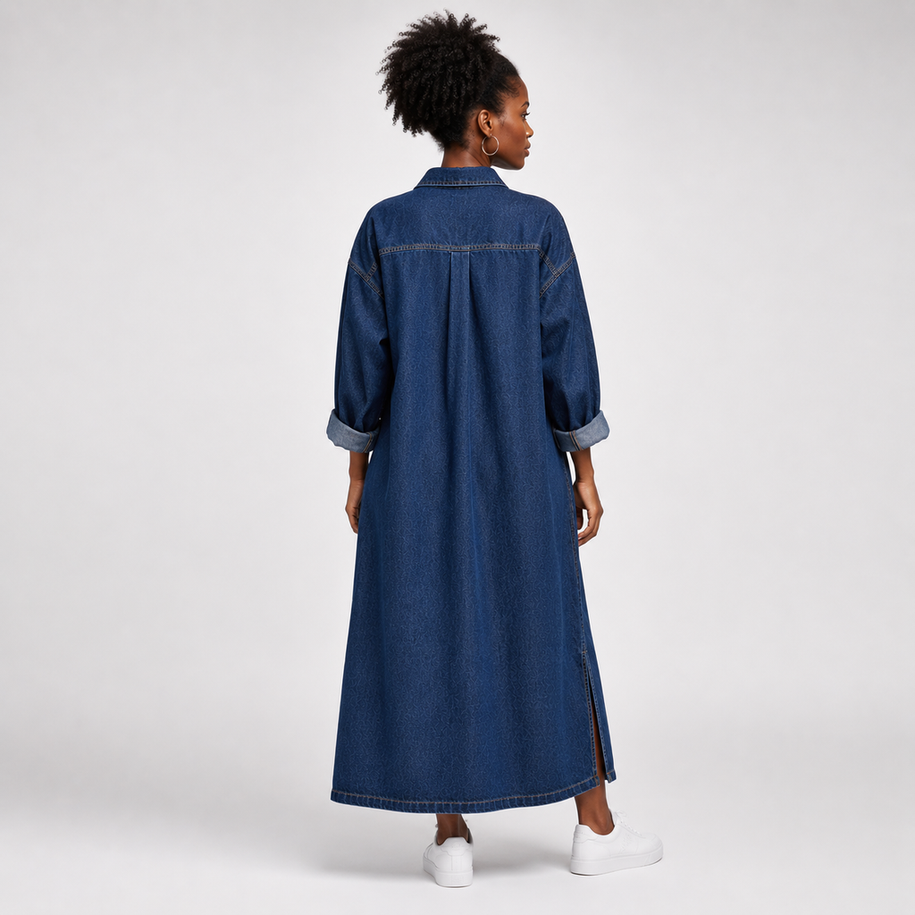 VESPER Split Denim Maxi Dress
